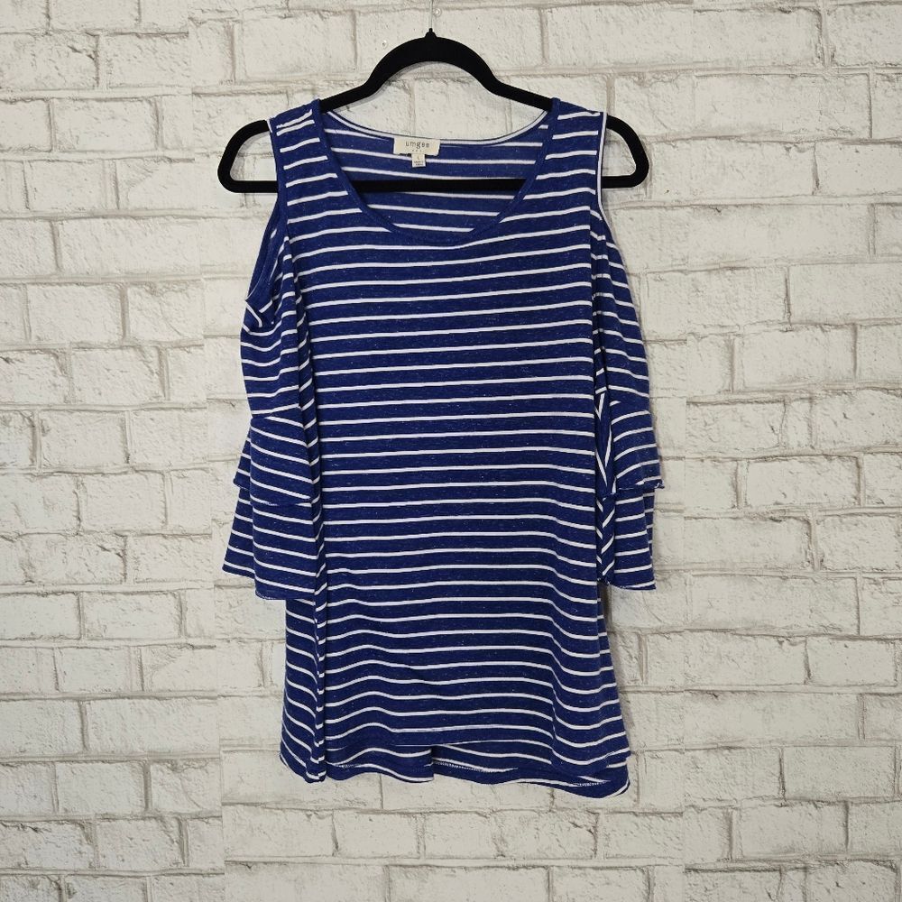 Umgee open shoulder stripe top
